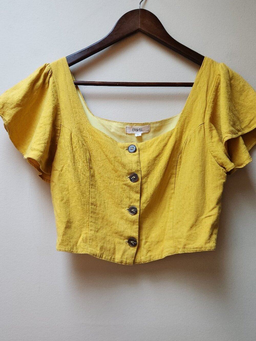 Erivel yellow crop blouse / S
